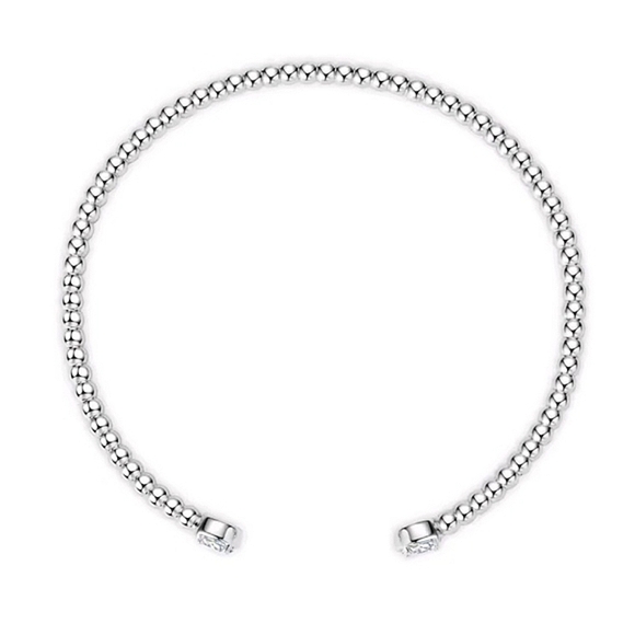 Sterling Silver 1ct Moissanite Diamond Beaded Cuff Bracelet - Picture 5 of 8